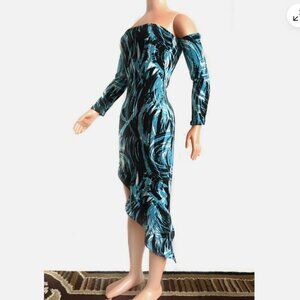 Asymmetrical hem Dress for My Size Barbie Doll 36" New, multicolor. Handwork